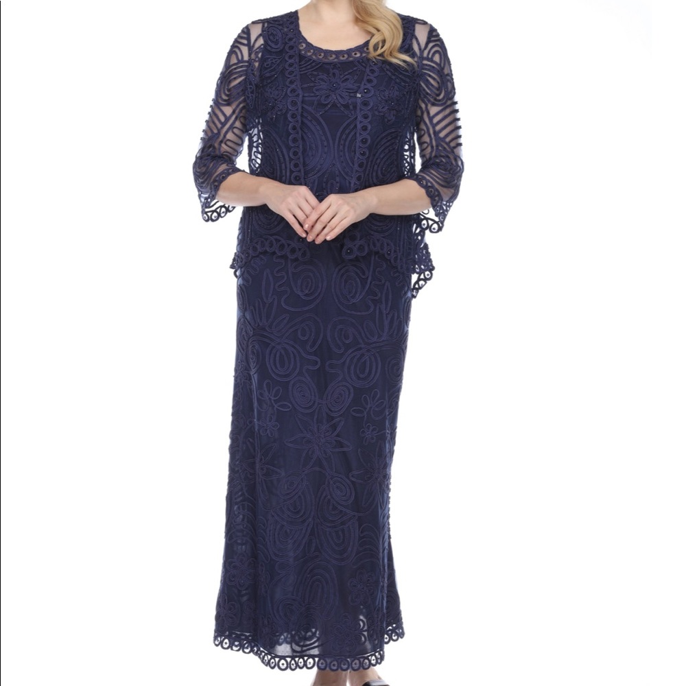 Soulmates Soutache Lace Three Piece Skirt Set, navy, XL